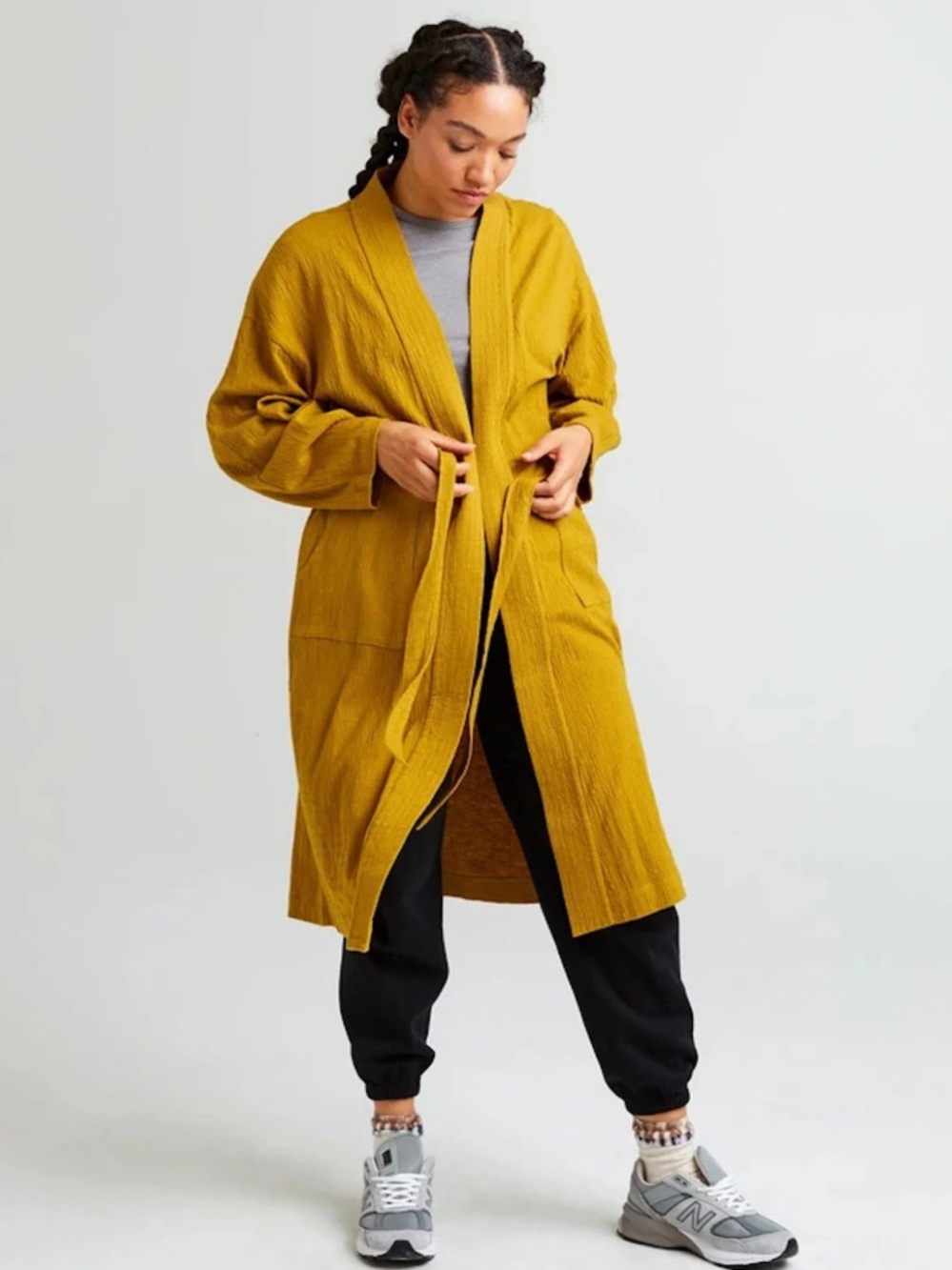 Richer Poorer Mustard Yellow Lightweight Knit Cotton Robe- Medium